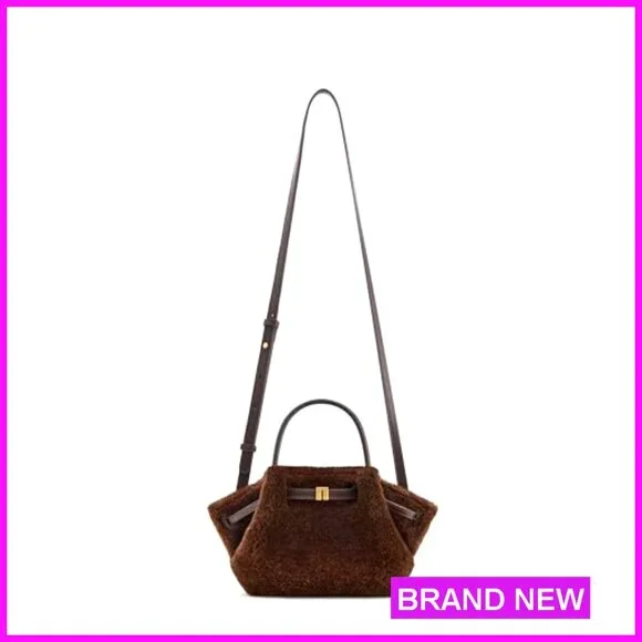 Faux Fur Mini Tote Bag with Adjustable Strap for Crossbody or Hand Carry